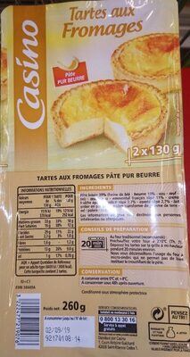 Tartes aux fromages pâte pur beurre