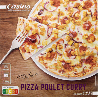 Pizza pâte fine poulet curry