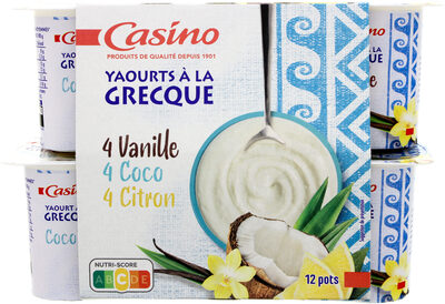 Yaourts à la grecque 4 Vanille 4 Coco 4 Citron