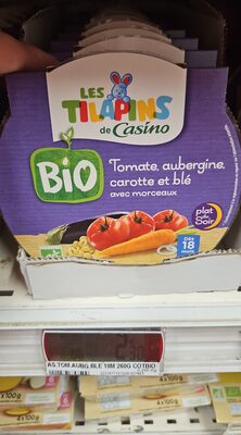 Tomate, aubergine, carotte et blé avec morceaux