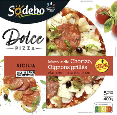 Pizza Dolce Sicilia Mozzarella Chorizo Oignons