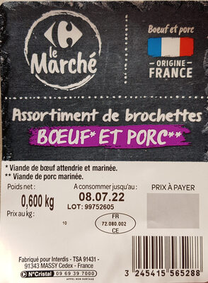 Assortiment brochettes porc & bœuf spécial barbecue