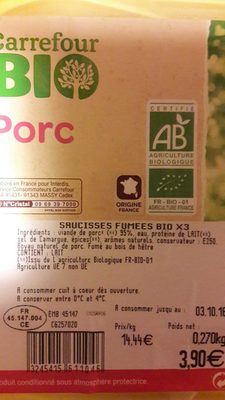 Saucisses fumées bio