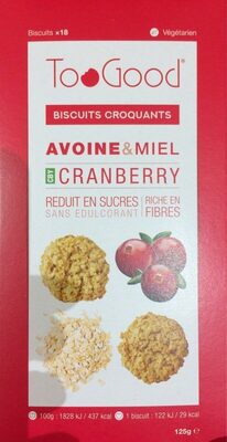 Biscuits avoine & miel cranberry