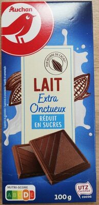 Auchan chocolat au lait reduit en sucre 100g