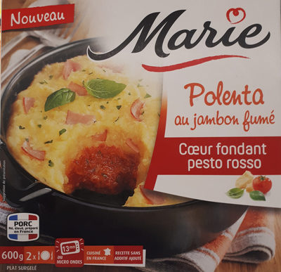 Polenta au jambon fumé coeur fondant pesto rosso