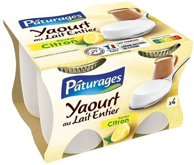 YAOURT AU LAIT ENTIER POT VERRE 4X125G - saveur citron