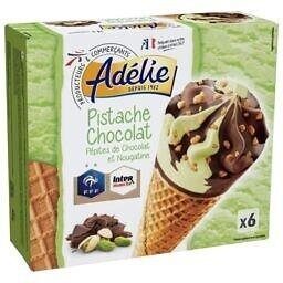 Cône pistache - chocolat (G) pépites de chocolat et nougatine x6 - 120mL