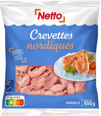 CREVETTES NORDIQUES ENTIERES CUITES -Pandalus borealis - 60-90 / 500G MSC