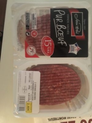 Steaks Hachés, Taux De Matière Grasse Inférieur à 15% MG, x2, La Barquette, 240g
