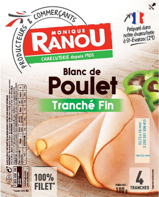 Blanc de poulet sup tranche fin 4t 100g