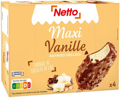 Maxi vanille (G) enrobage chocolat au lait - amandes x4 - 120mL