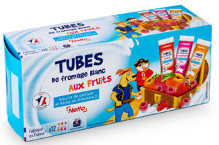 Tubes de fromage blanc aux fruits : fraise, framboise, abricot