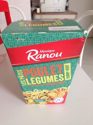 Les pates au poulet et légumes au curry vert