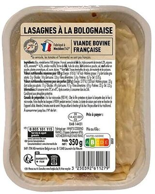 Lasagnes bolognaise 350g fe
