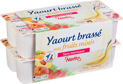 YAOURT AUX FRUITS MIXES - PANACHE 16X125G - fraise, framboise, pêche, abricot/nectarine