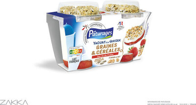 Yaourt a la grecque sur lit de fraise et graines