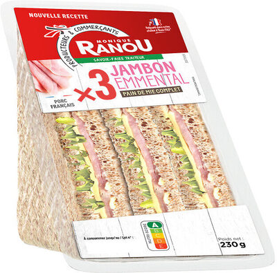 Sandwich club Trio - Jambon emmental x3 - 230g