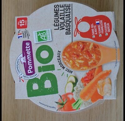 Assiette BIO Légumes volaille Basquaise 250g - 15 mois