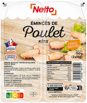 Eminces de poulet roti netto 2x75g