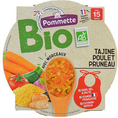 Assiette BIO Tajine poulet pruneaux 250g - 15 mois