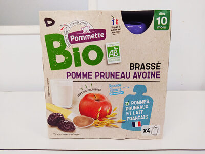 Gourde BIO Brassé pomme pruneau avoine - 340g (4x85g) - 10 mois