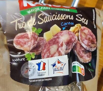 Trio de saucisson secs (nature, cantal, noix)