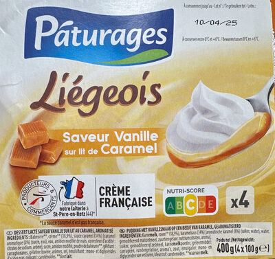 Liegeois saveur vanille sur lit de caramel 4x100g