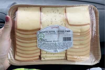 Raclette nature, 3 poivres,fumee
