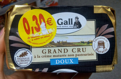 Beurre de Baratte Grand Cru à la crème maturée non pasteurisée, Doux