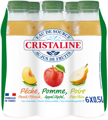 CRISTALINE Eau de Source au jus de fruits PECHE POMME POIRE 6x50cl