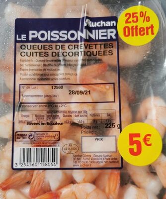 Queues de crevettes décortiquées