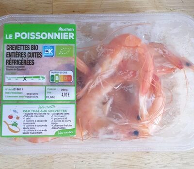 Crevettes bio entières cuites réfrigérées