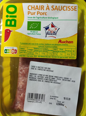 Chair à saucisse pur porc bio