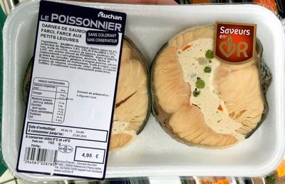 Darnes de Saumon farci, farce aux petits légumes