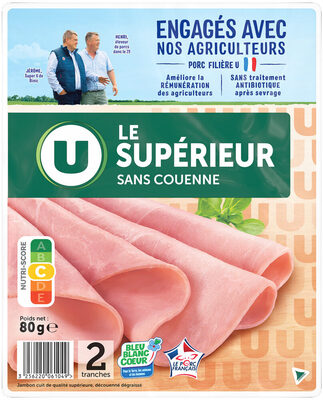 Jambon Supérieur sans couenne - x2 tranches, 80g