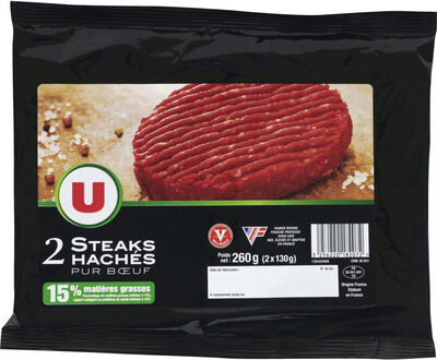 Steak haché, 15% Matière Grasse, France, VBF 2 pièces - 260g