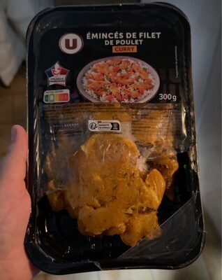 Emincé filet de poulet au curry, barquette, 300g