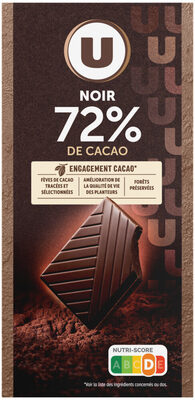 Chocolat noir dégustation 72% de cacao Tablette de 100g
