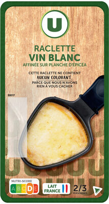 Fromage à Raclette au lait pasteurisé frottée au vin blanc 27%mg, 300g