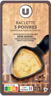 Fromage à Raclette au lait pasteurisé aux 3 poivres 27%mg, 300g