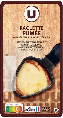 Fromage à Raclette au lait pasteurisé aromatisé fumé 27%mg, 300g