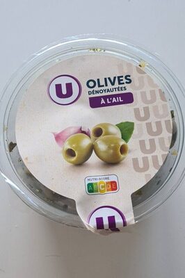 Olives vertes dénoyautées à l'ail, 150g