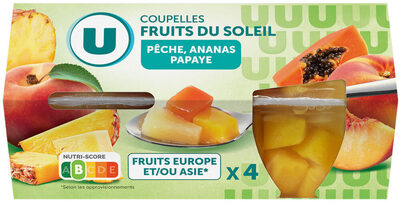 Coupelles de fruits du soleil à la pêche, ananas et papaye 4x260g
