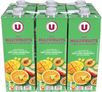 Jus à base de concentré multifruits brique6x1L Film neutre