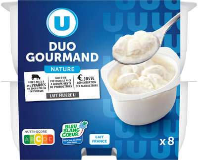 Fromage blanc frais au lait pasteurisé mousse Duo Gourmand, 8x100g, 10,4%MG