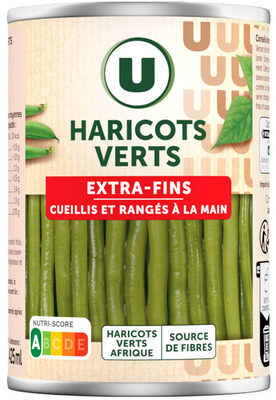 Haricots verts extra-fins cueillis et rangés à la main - Boite de 220gnet égoutté