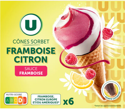 Cônes glacés sorbet framboise citron x6