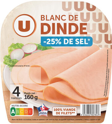 Blanc de dinde sel réduit - x4 tranches 160g