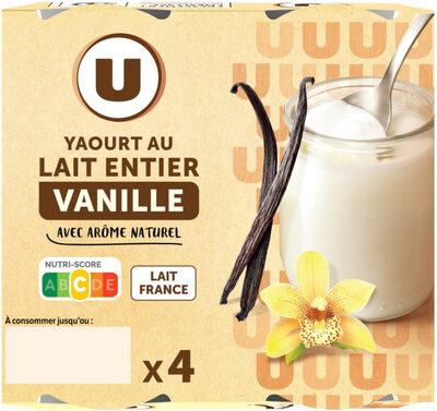 Yaourt au lait entier saveur vanille pot en verre 4x125g